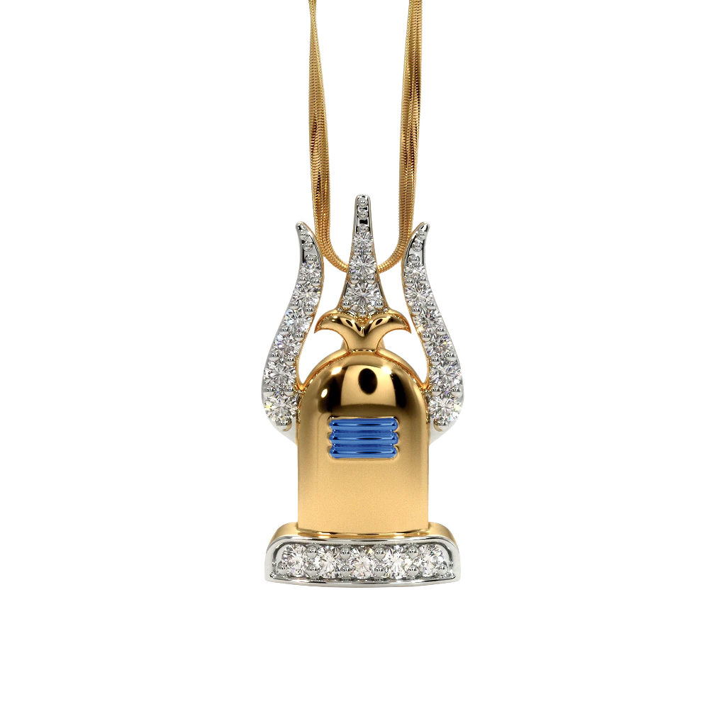 Tri Lingam Diamond Gold Pendant