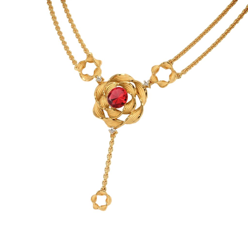Twisted Ruby Gold Necklace