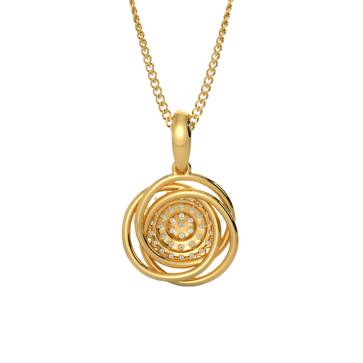 Spiral Diamond and Gold Pendant
