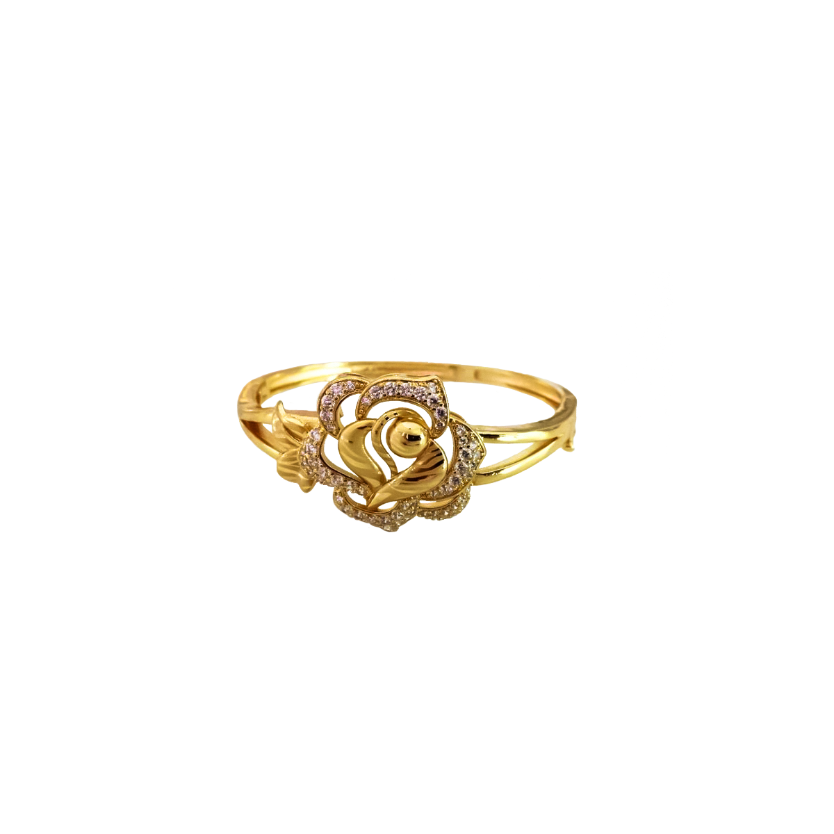 ROSS SIMONS 3D Rose Flower Hollow 14K Yellow Gold Ring s.10 | ap-metals