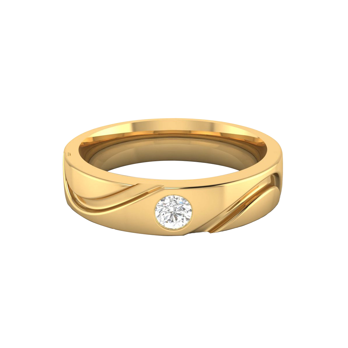 18K Yellow Gold One Carat Mens Diamond Engagement Ring Solitaire w Accents  000097