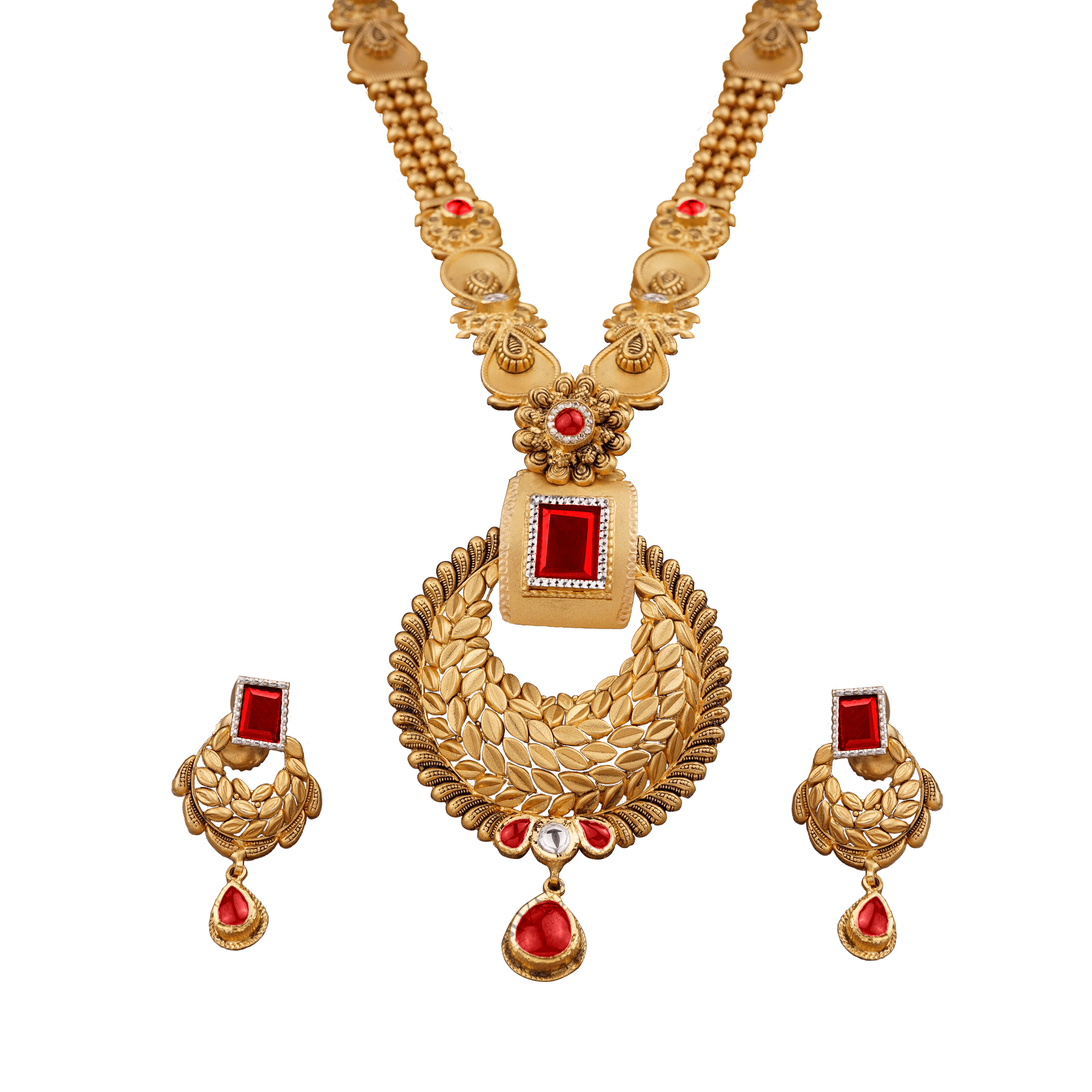 Buy ZENEME Gold-plated Red Stone Studded Kasula Temple Choker Necklace  Online at Best Prices in India - JioMart.